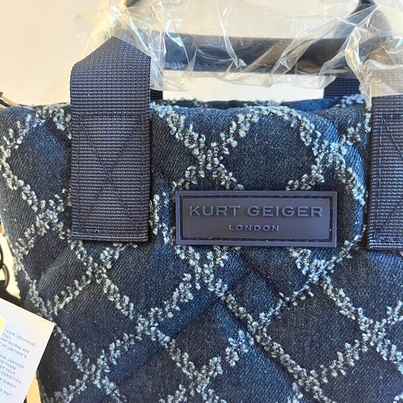 Kurt Geiger NWT, Denim Navy Blue, Quilted Tote Bag, Crossbody - Picture 8 of 15